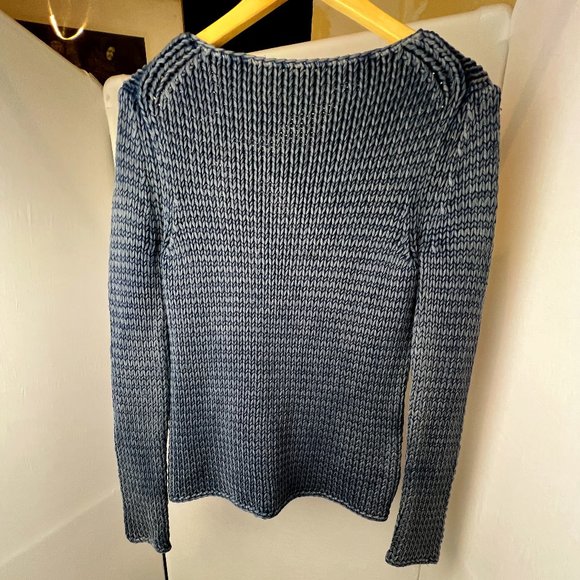 Alexander Wang Chunky Knit Sweater Denim Blue Distressed/Faded Size S - Picture 1 of 6